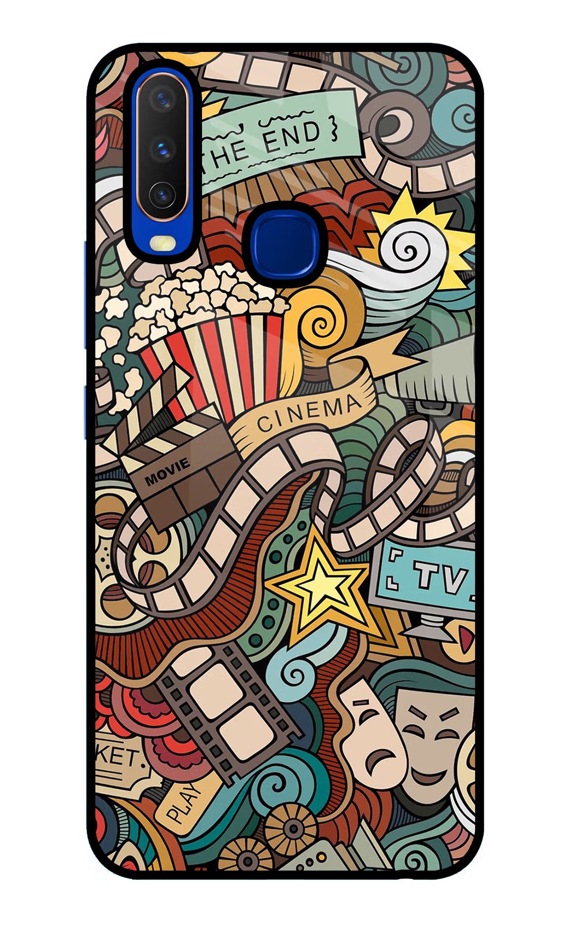 Cinema Abstract Vivo Y15/Y17 Glass Case Back Cover by Casekaro