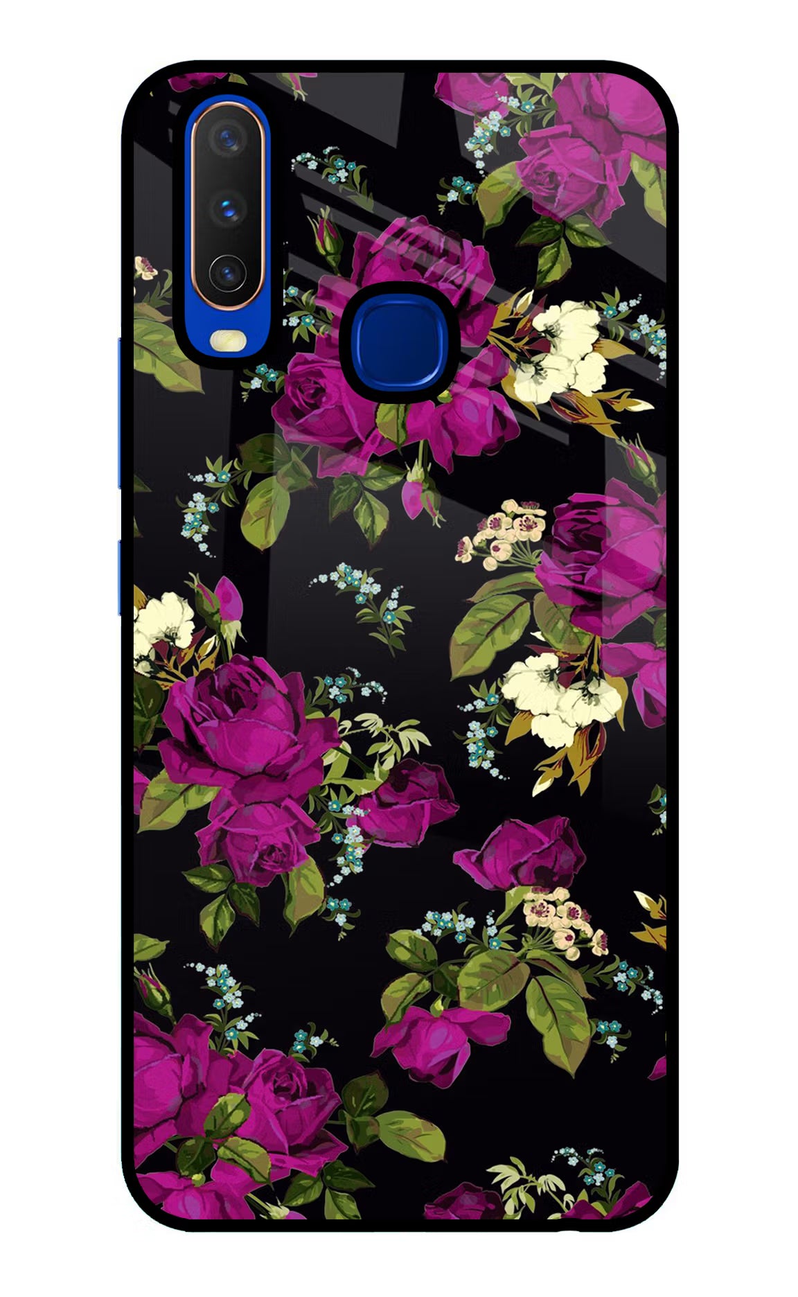 Flowers Vivo Y15/Y17 Glass Case Back Cover by Casekaro