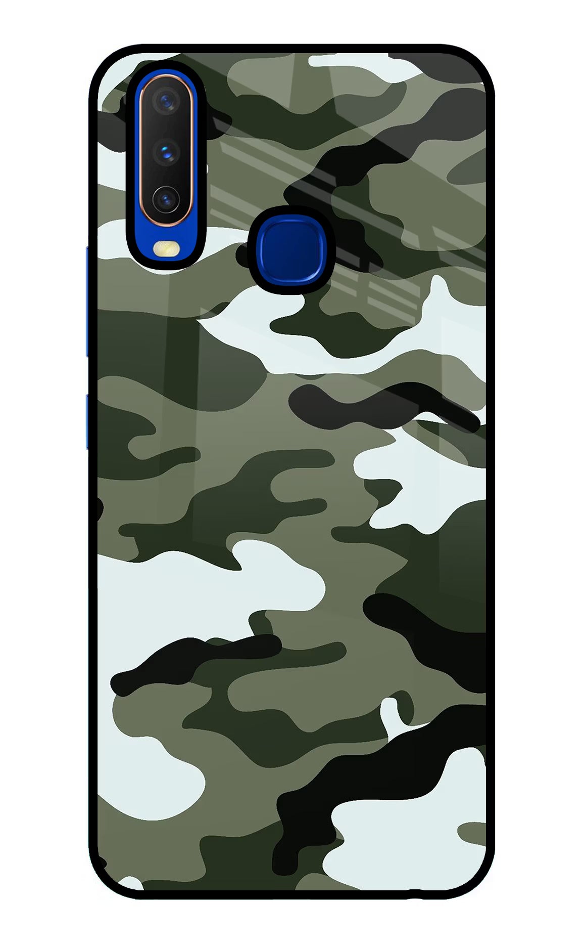 Camouflage Vivo Y15/Y17 Glass Case Back Cover by Casekaro