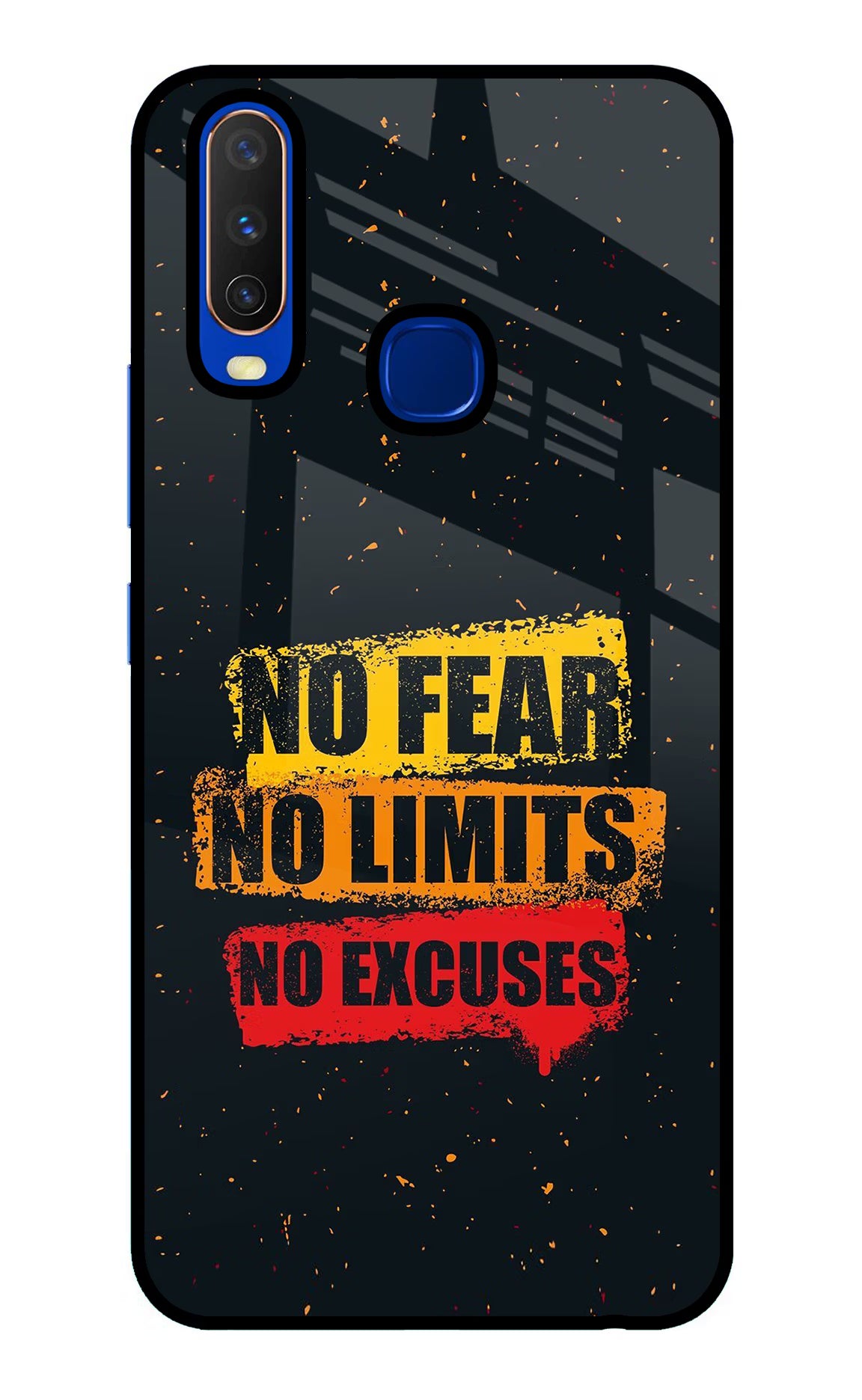 No Fear No Limits No Excuse Vivo Y15/Y17 Glass Case Back Cover by Casekaro