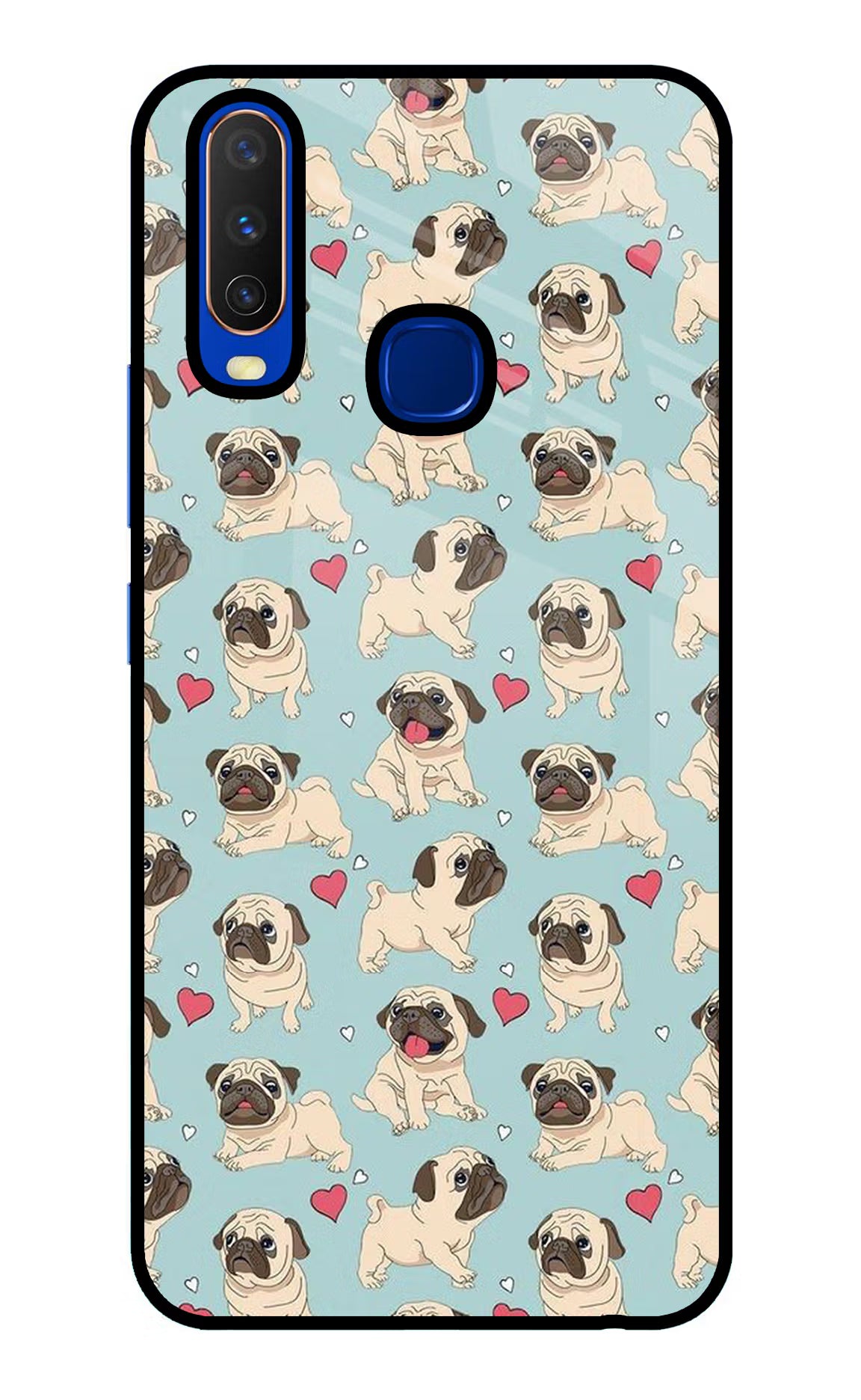 Pug Dog Vivo Y15/Y17 Glass Case Back Cover by Casekaro