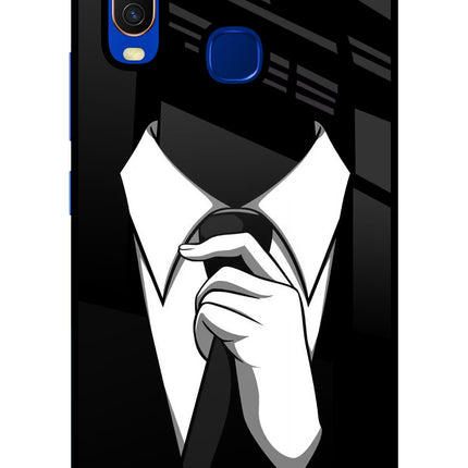 Black Tie Vivo Y15/Y17 Glass Case Back Cover by Casekaro