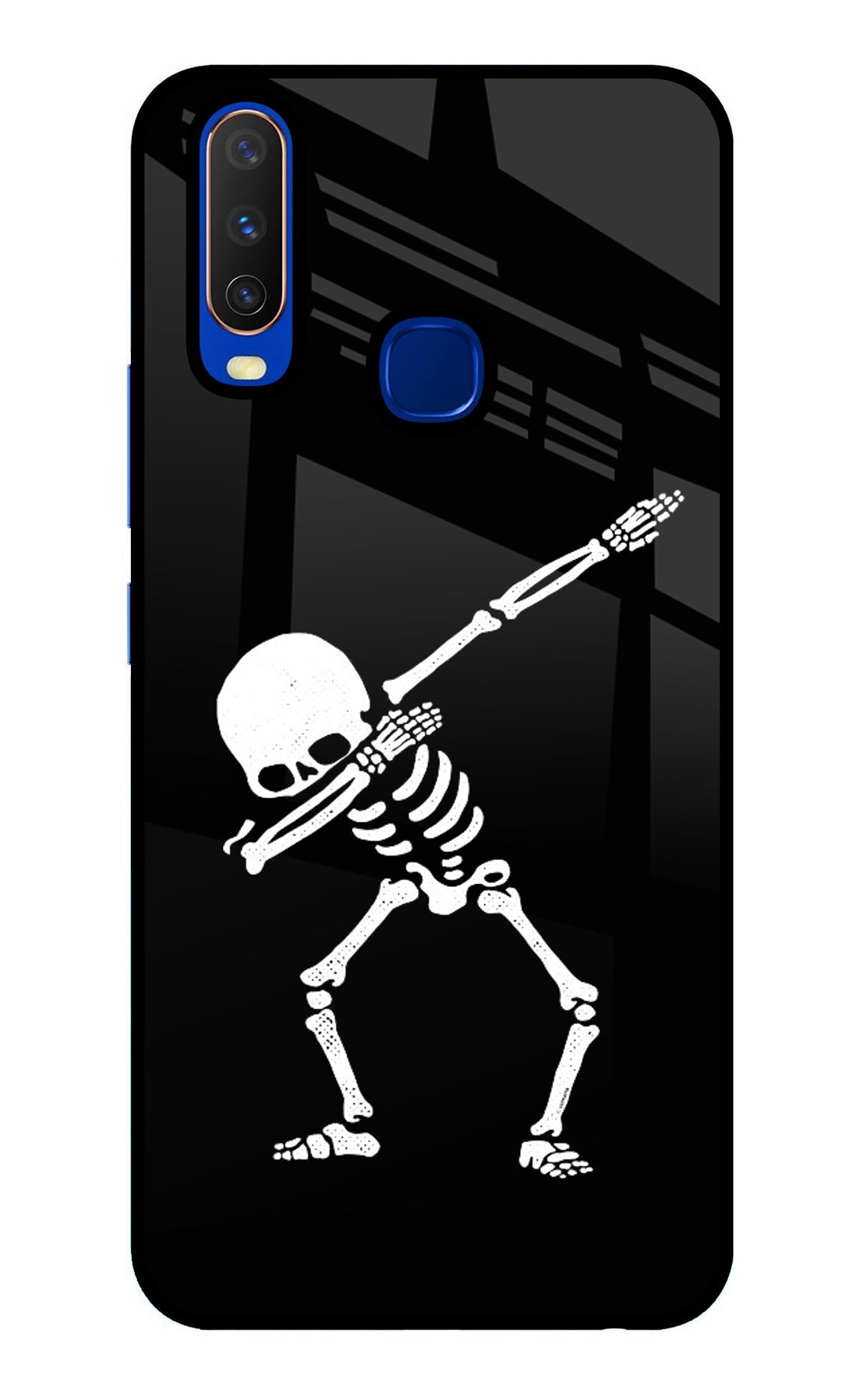 Dabbing Skeleton Art Vivo Y15/Y17 Glass Case