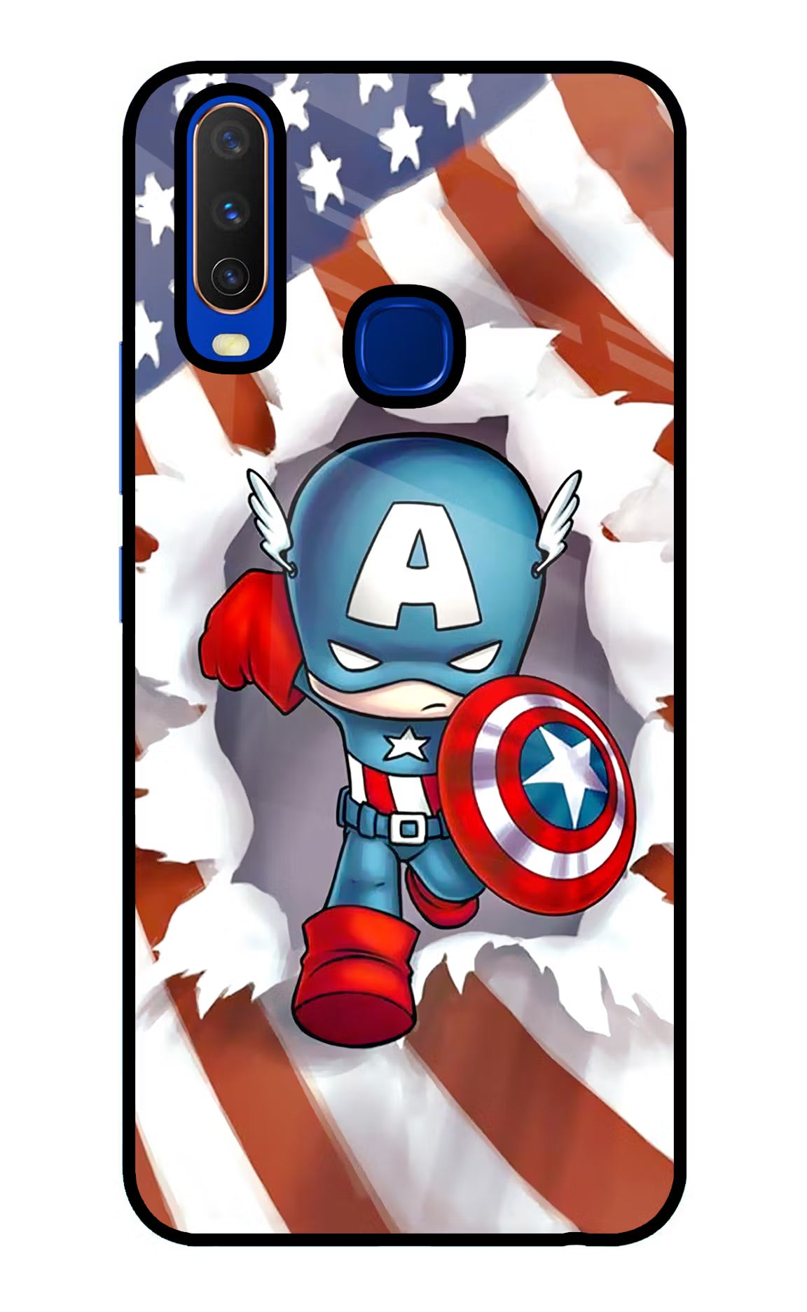 Captain America Vivo Y15/Y17 Glass Case Back Cover by Casekaro