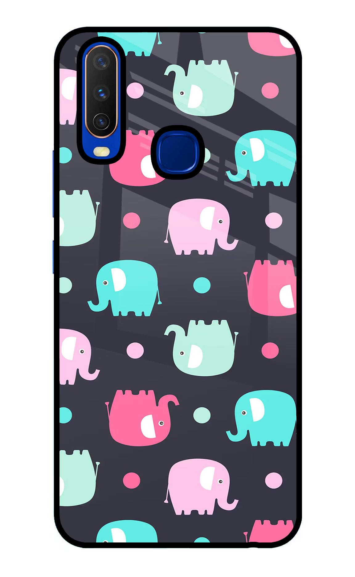Elephants Vivo Y15/Y17 Glass Case Back Cover by Casekaro