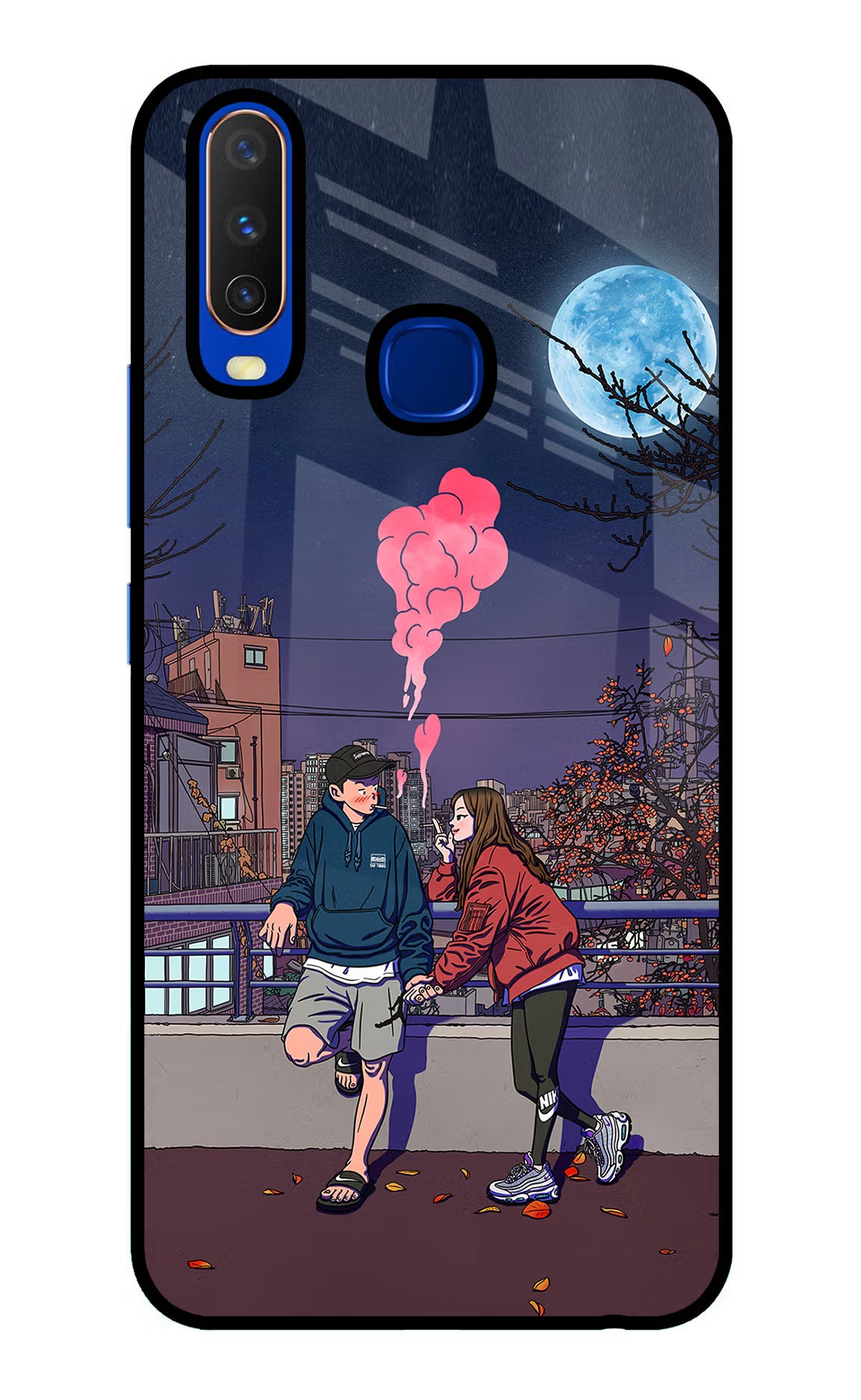 Chilling Couple Vivo Y15/Y17 Glass Case Back Cover by Casekaro