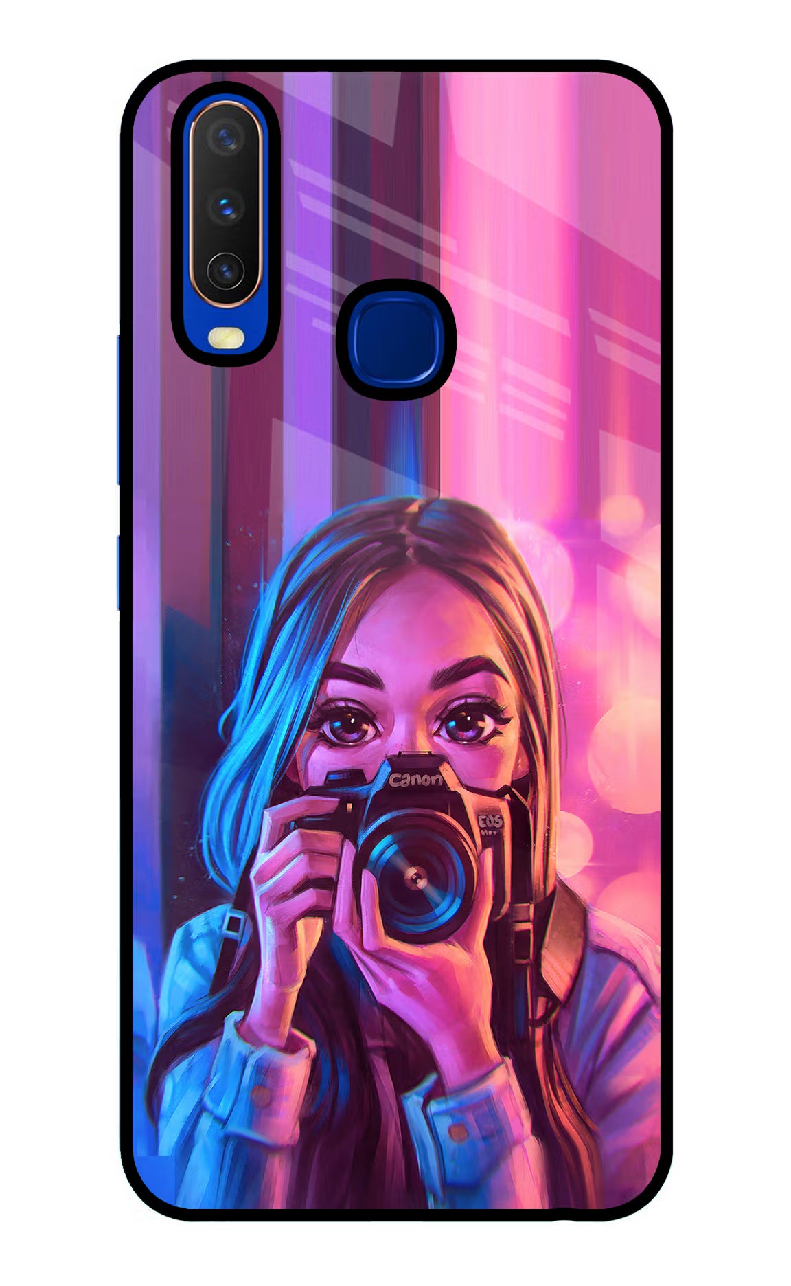 Girl Photographer Vivo Y15/Y17 Glass Case Back Cover by Casekaro