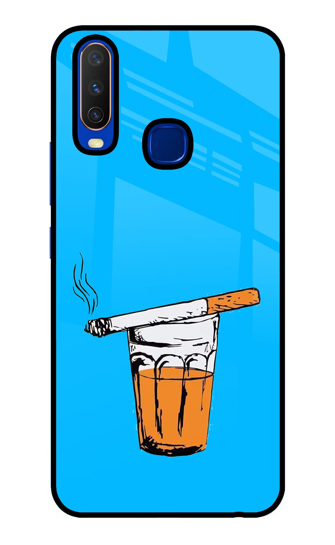 Chai Sutta Vivo Y15/Y17 Glass Case Back Cover by Casekaro