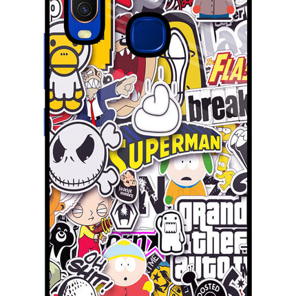 Sticker Bomb Vivo Y15/Y17 Glass Case Back Cover by Casekaro
