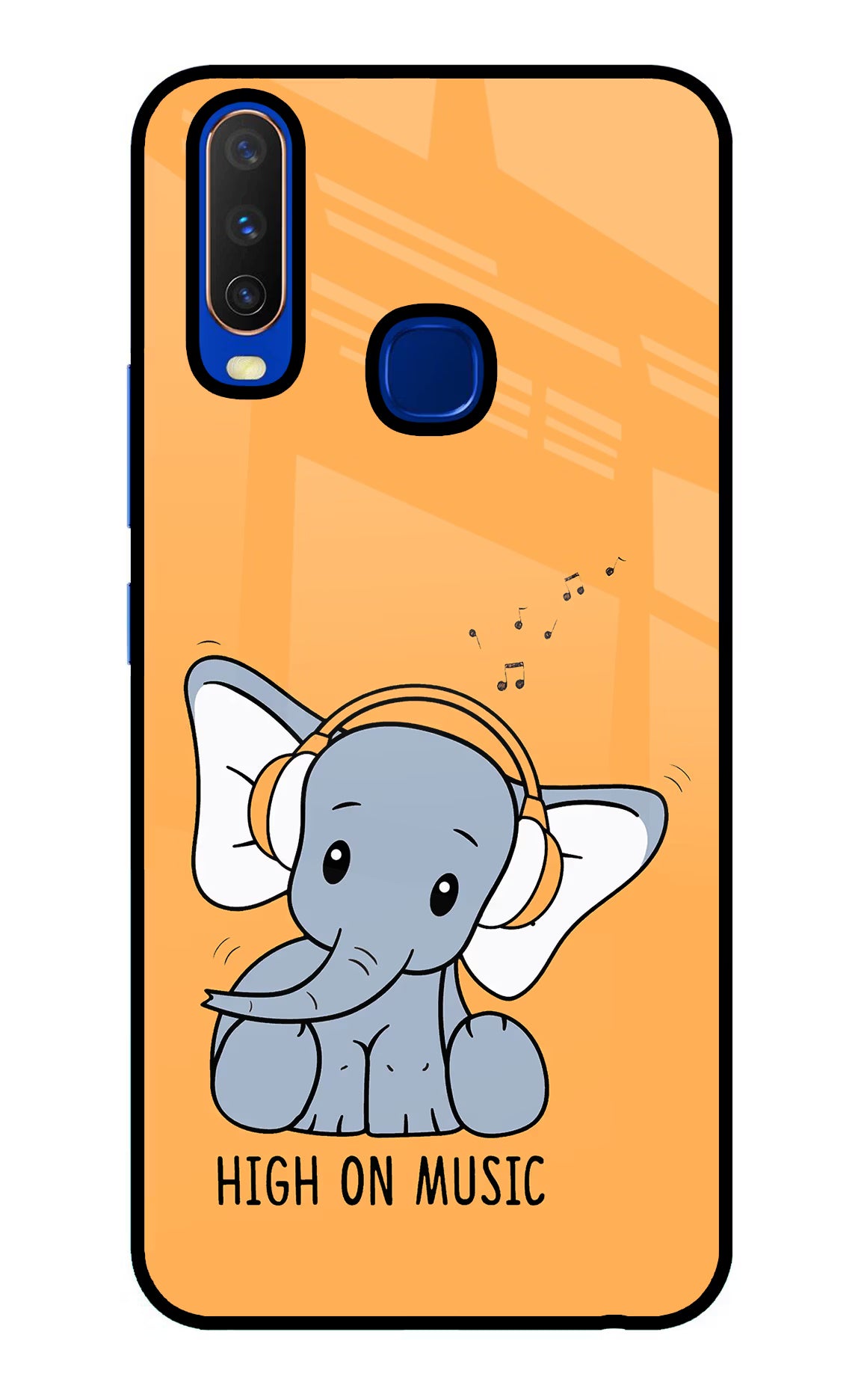 High On Music Vivo Y15/Y17 Glass Case Back Cover by Casekaro