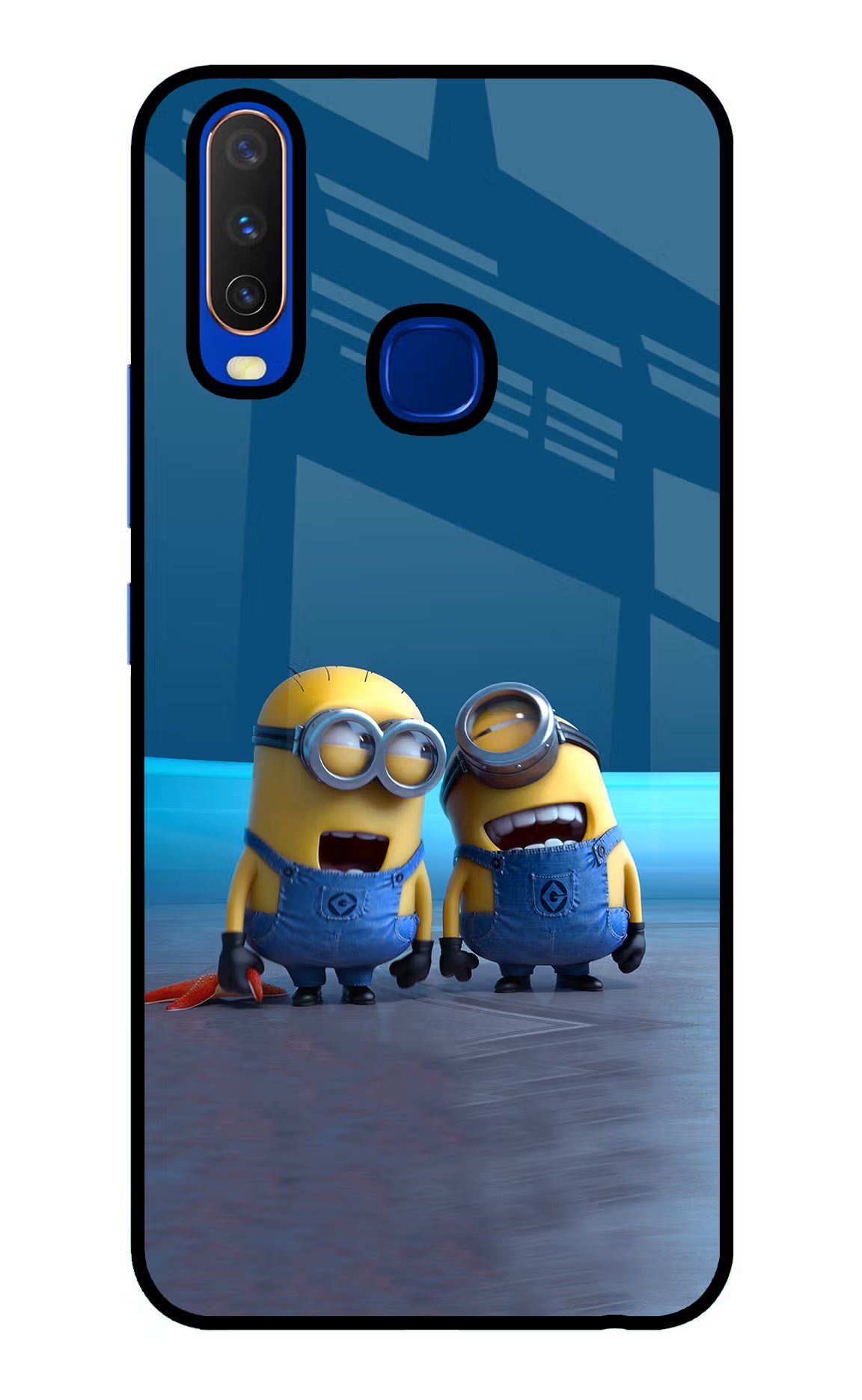 Minion Laughing Vivo Y15/Y17 Glass Case Back Cover by Casekaro