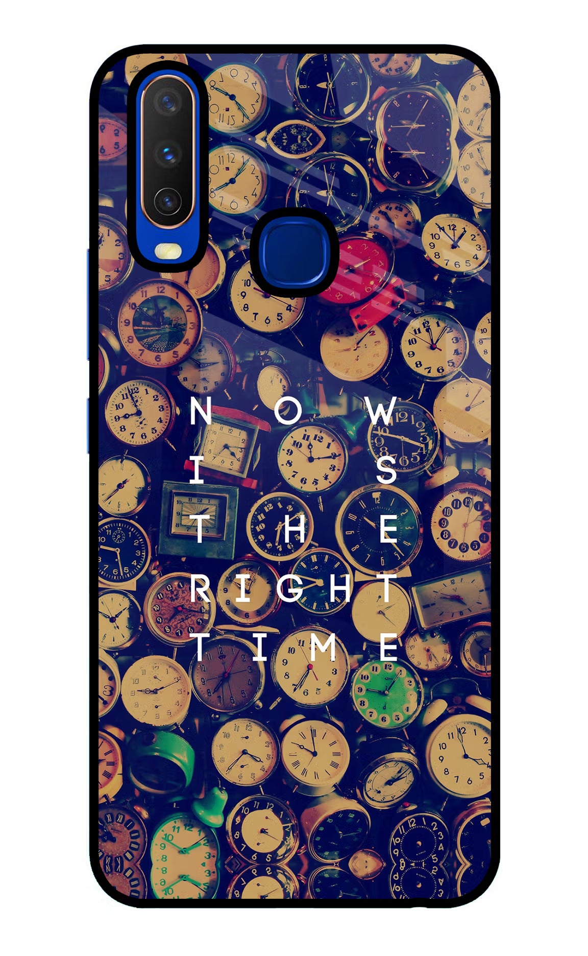Now is the Right Time Quote Vivo Y15/Y17 Glass Case Back Cover by Casekaro