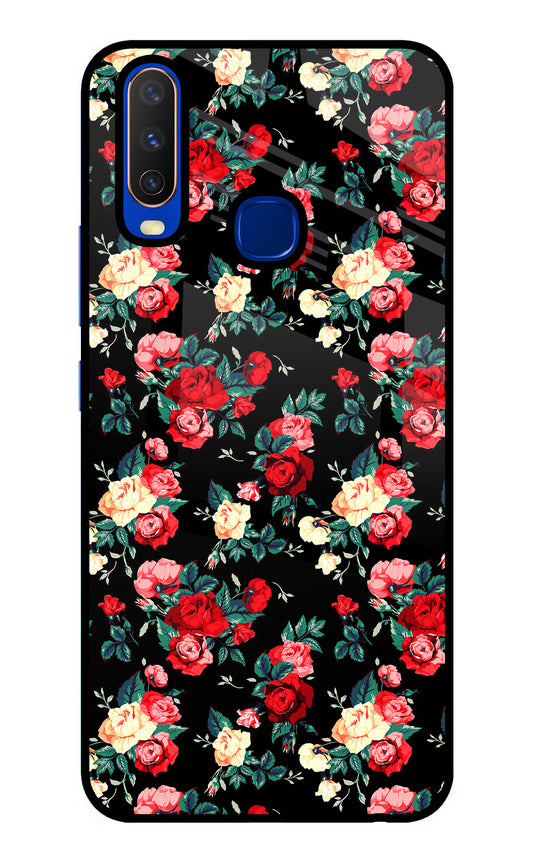 Rose Pattern Vivo Y15/Y17 Glass Case