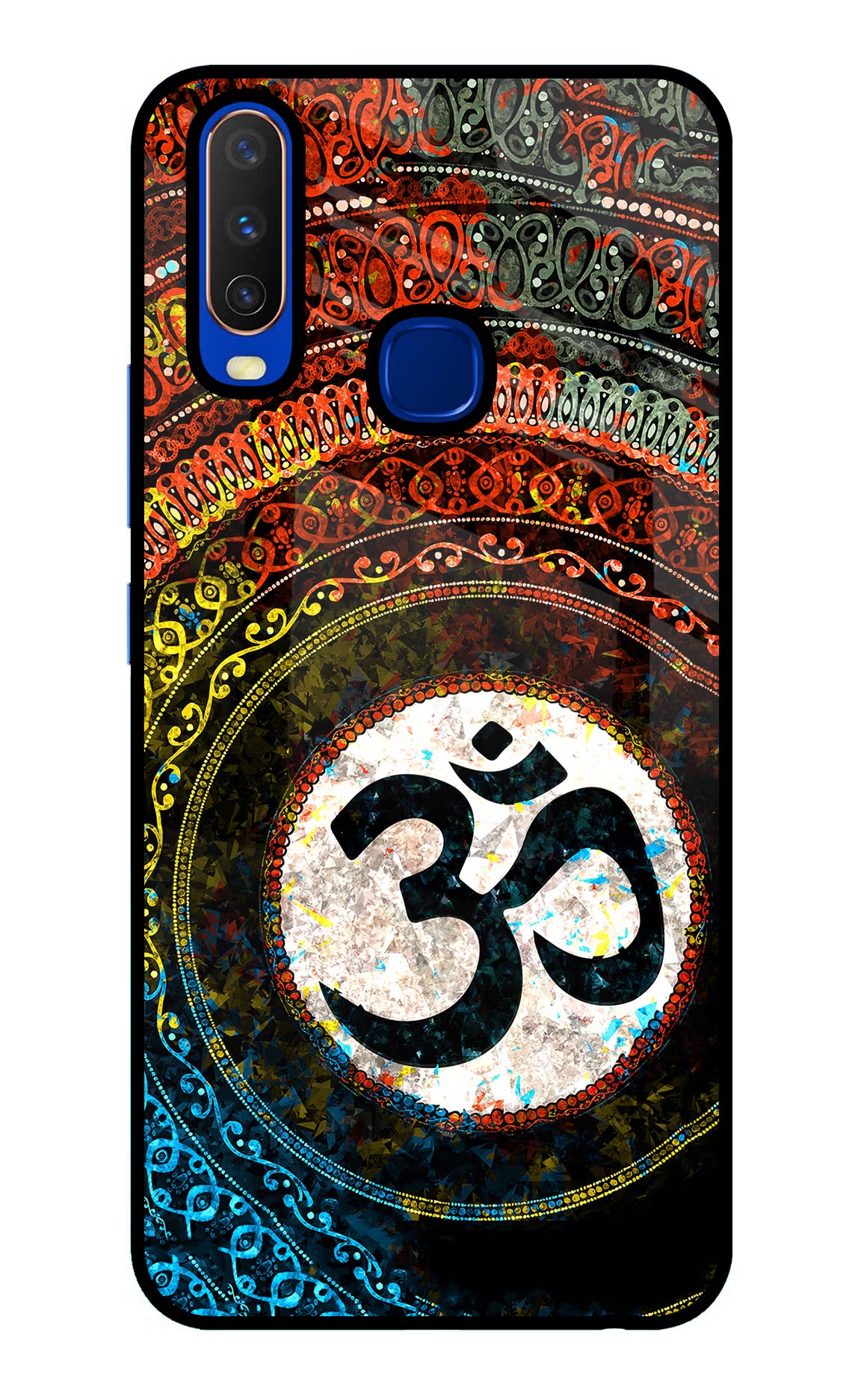 Om Cultural Vivo Y15/Y17 Glass Case Back Cover by Casekaro