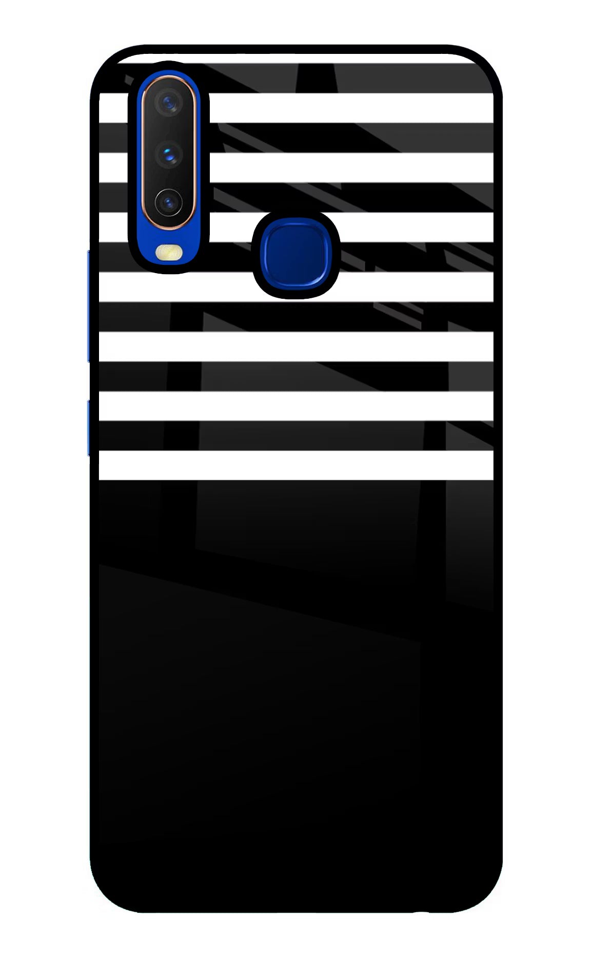Black and White Print Vivo Y15/Y17 Glass Case Back Cover by Casekaro