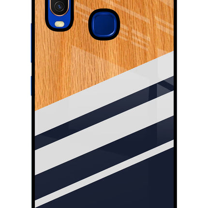 Blue and white wooden Vivo Y15/Y17 Glass Case Back Cover by Casekaro