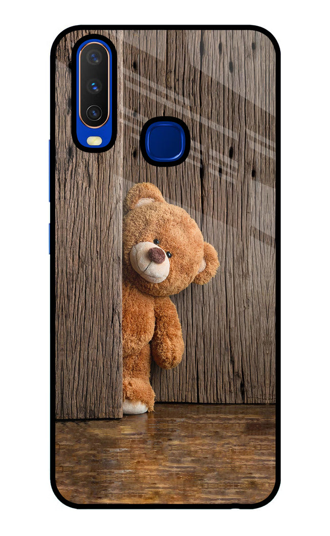 Teddy Wooden Vivo Y15/Y17 Glass Case Back Cover by Casekaro