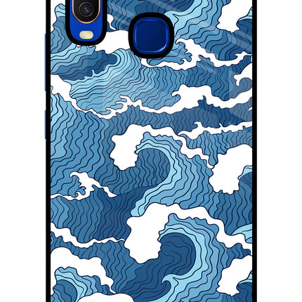 Blue Waves Vivo Y15/Y17 Glass Case