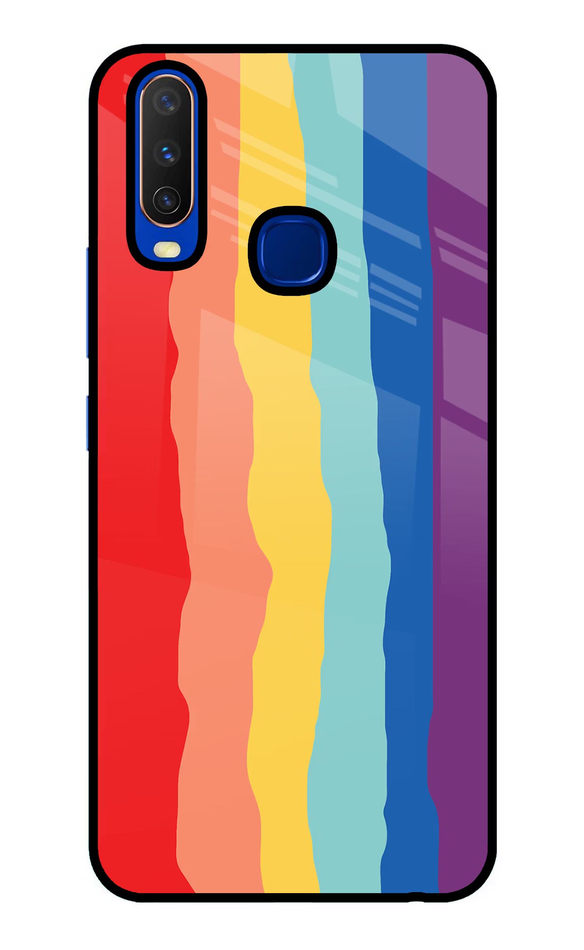 Rainbow Vivo Y15/Y17 Glass Case Back Cover by Casekaro