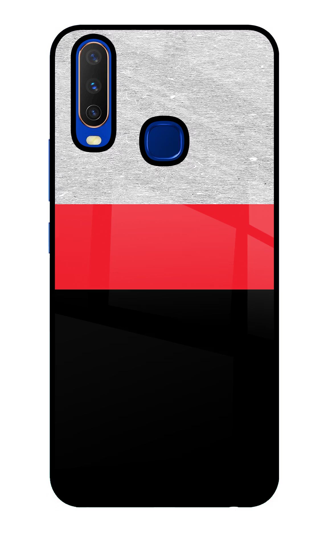 Tri Color Pattern Vivo Y15/Y17 Glass Case Back Cover by Casekaro