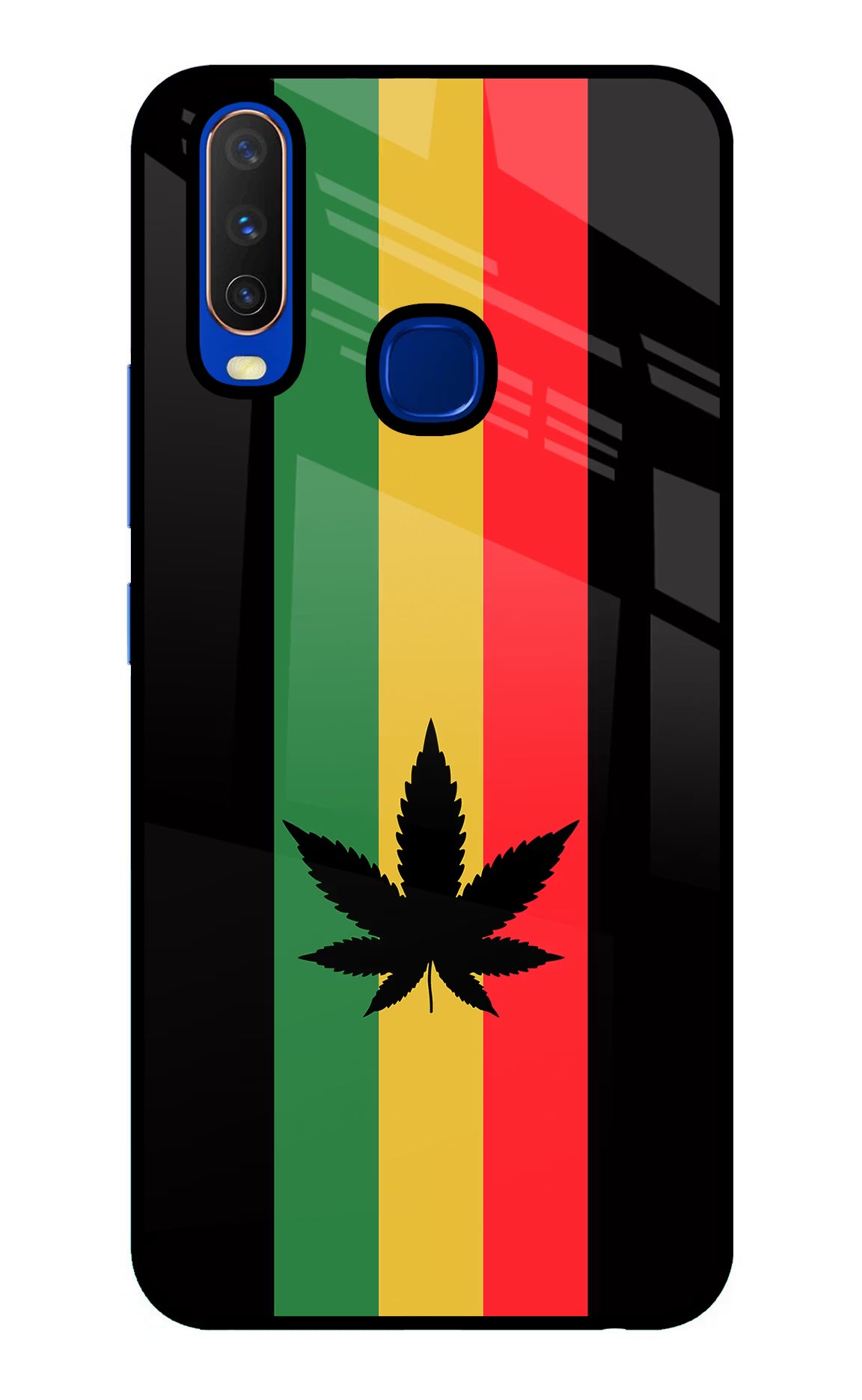 Weed Flag Vivo Y15/Y17 Glass Case Back Cover by Casekaro