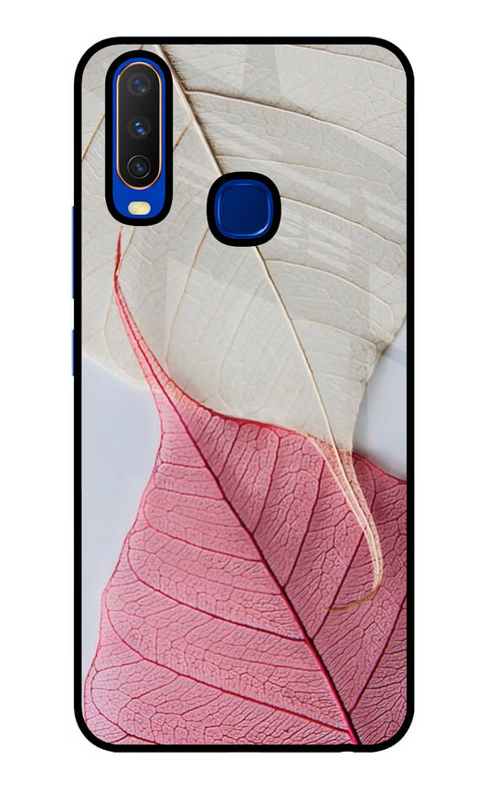 White Pink Leaf Vivo Y15/Y17 Glass Case