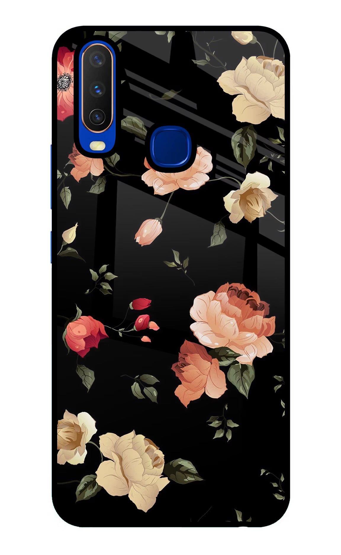 Flowers Vivo Y15/Y17 Glass Case Back Cover by Casekaro