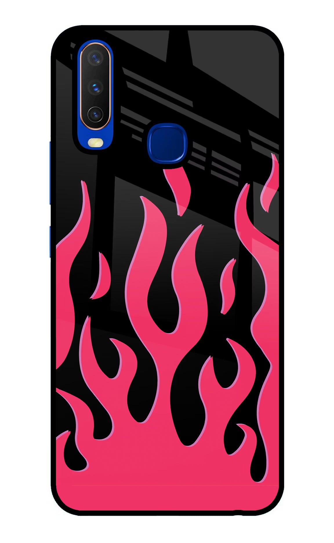 Fire Flames Vivo Y15/Y17 Glass Case Back Cover by Casekaro