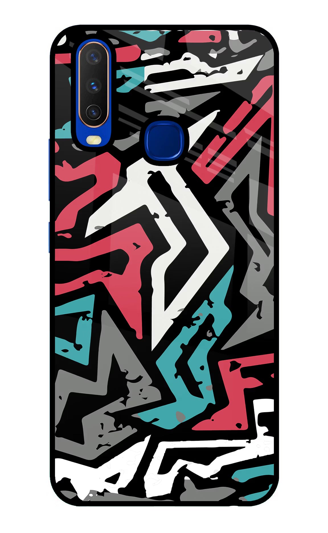 Geometric Graffiti Vivo Y15/Y17 Glass Case Back Cover by Casekaro