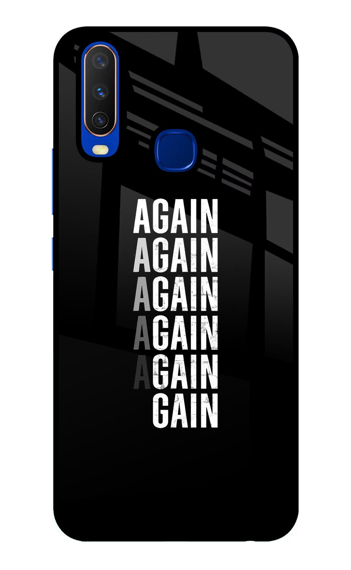 Again Again Gain Vivo Y15/Y17 Glass Case Back Cover by Casekaro
