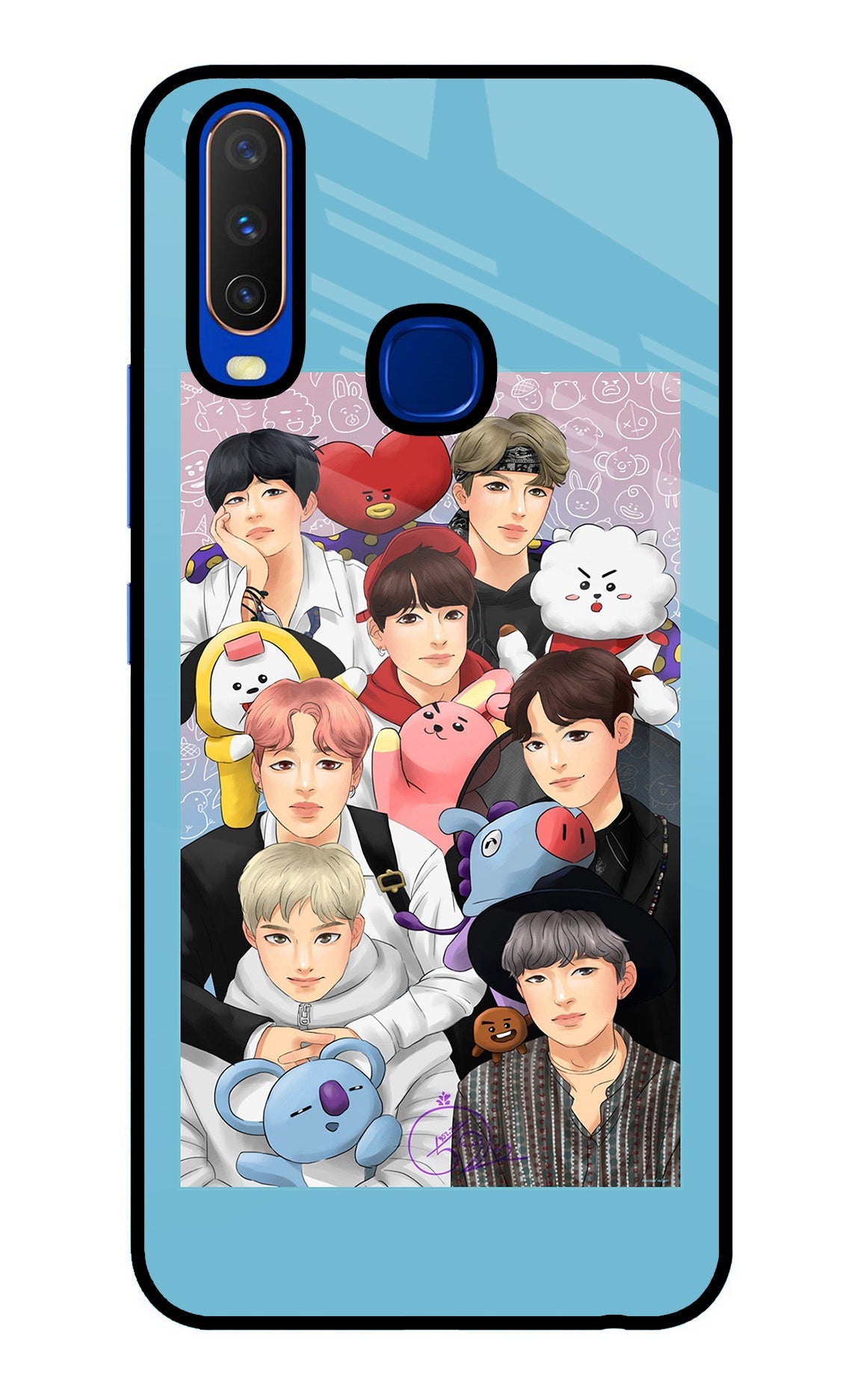 BTS with animals Vivo Y15/Y17 Glass Case