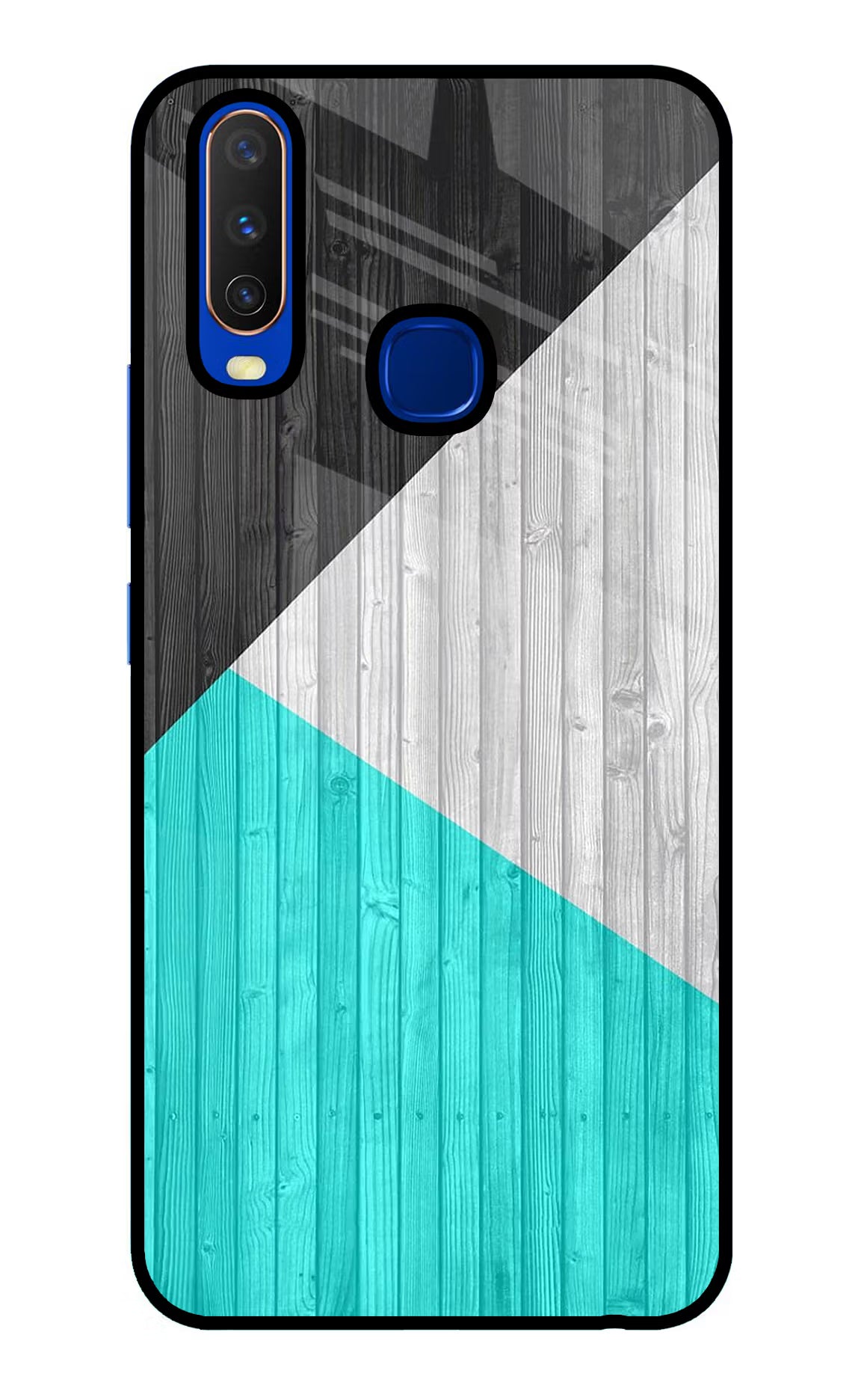 Wooden Abstract Vivo Y15/Y17 Glass Case Back Cover by Casekaro