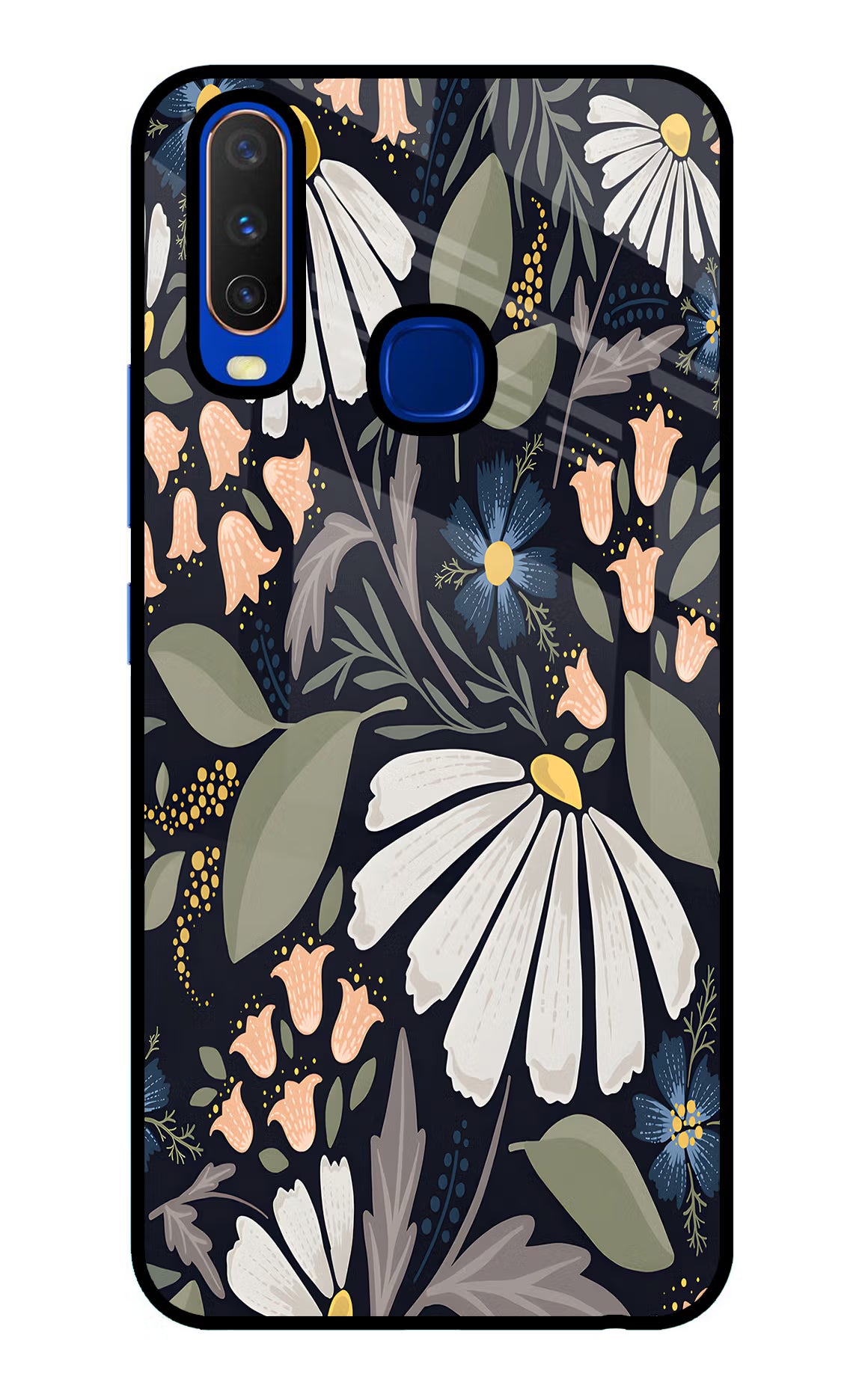 Flowers Art Vivo Y15/Y17 Glass Case Back Cover by Casekaro