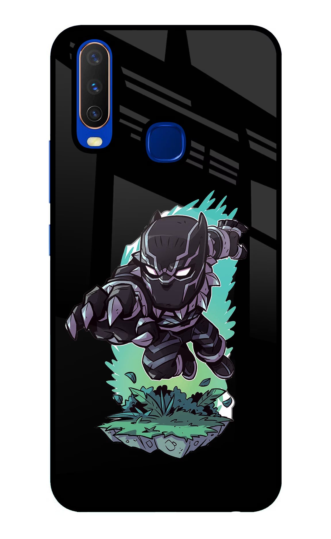 Black Panther Vivo Y15/Y17 Glass Case Back Cover by Casekaro
