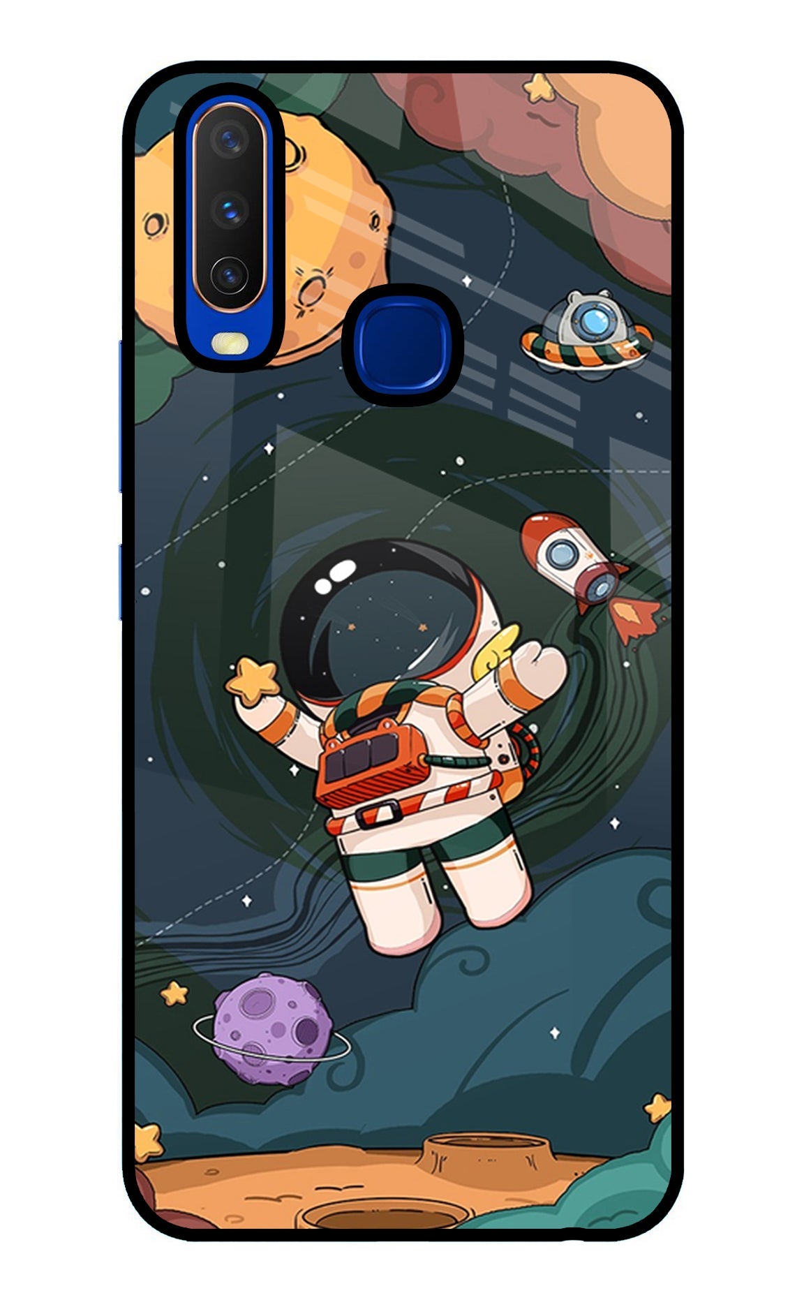 Cartoon Astronaut Vivo Y15/Y17 Glass Case