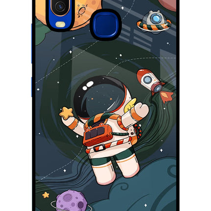 Cartoon Astronaut Vivo Y15/Y17 Glass Case Back Cover by Casekaro