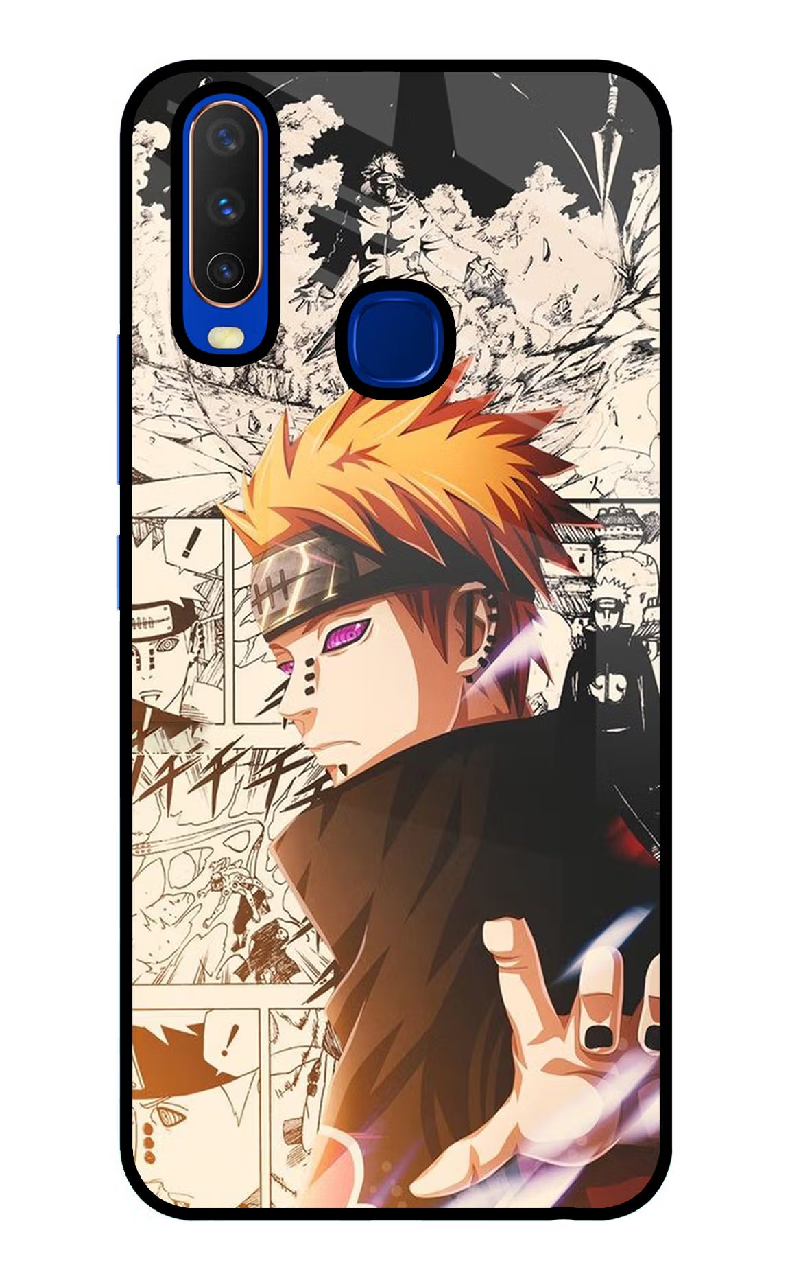 Pain Anime Vivo Y15/Y17 Glass Case Back Cover by Casekaro