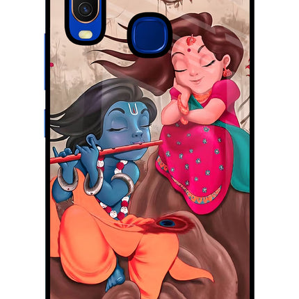 Radhe Krishna Vivo Y15/Y17 Glass Case Back Cover by Casekaro