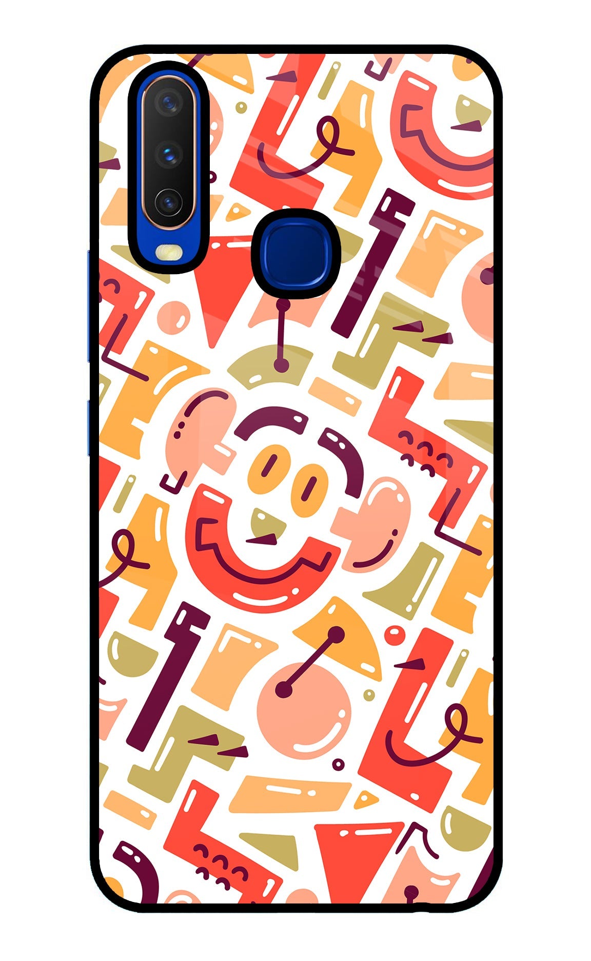 Doodle Pattern Vivo Y15/Y17 Glass Case