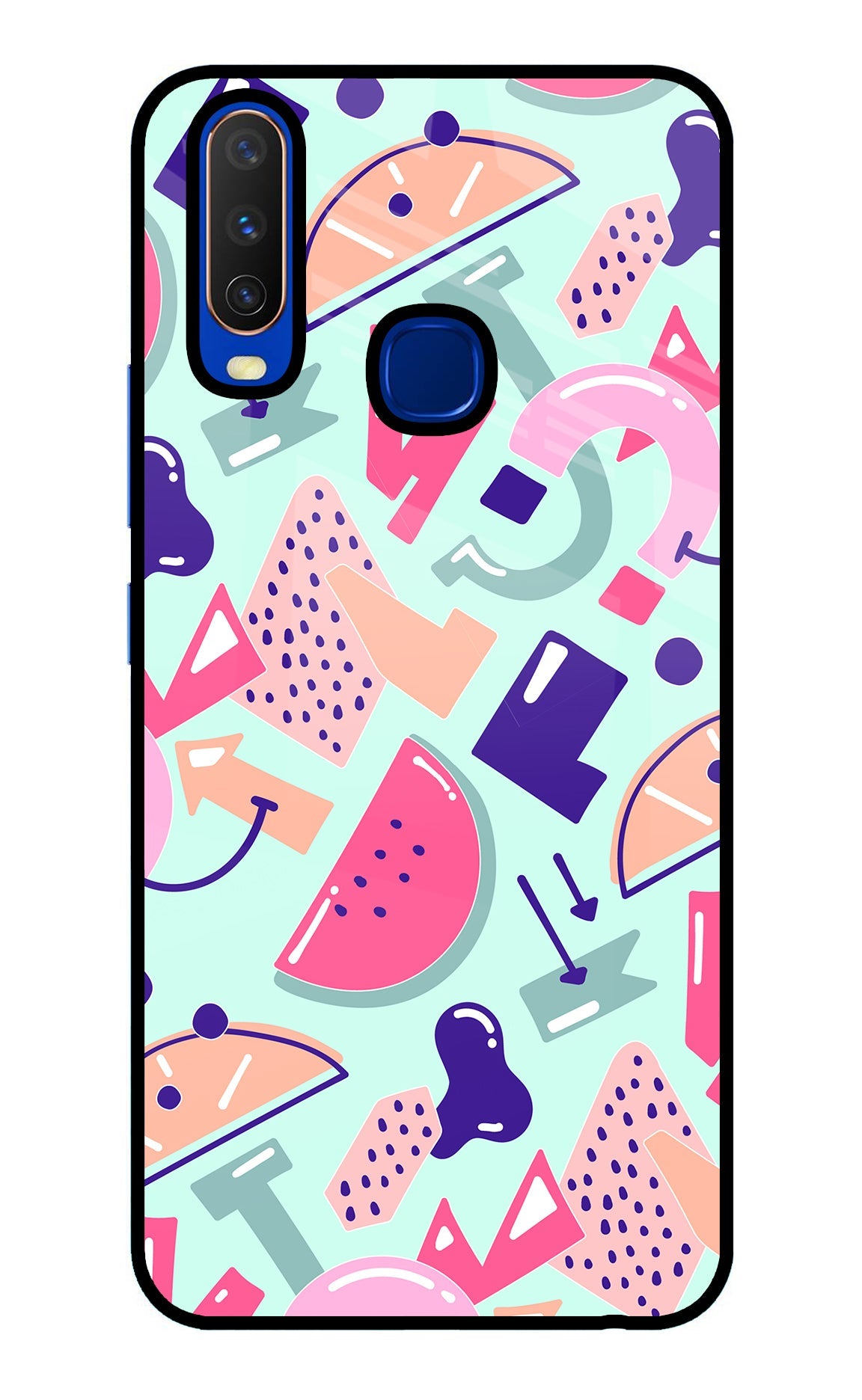 Doodle Pattern Vivo Y15/Y17 Glass Case