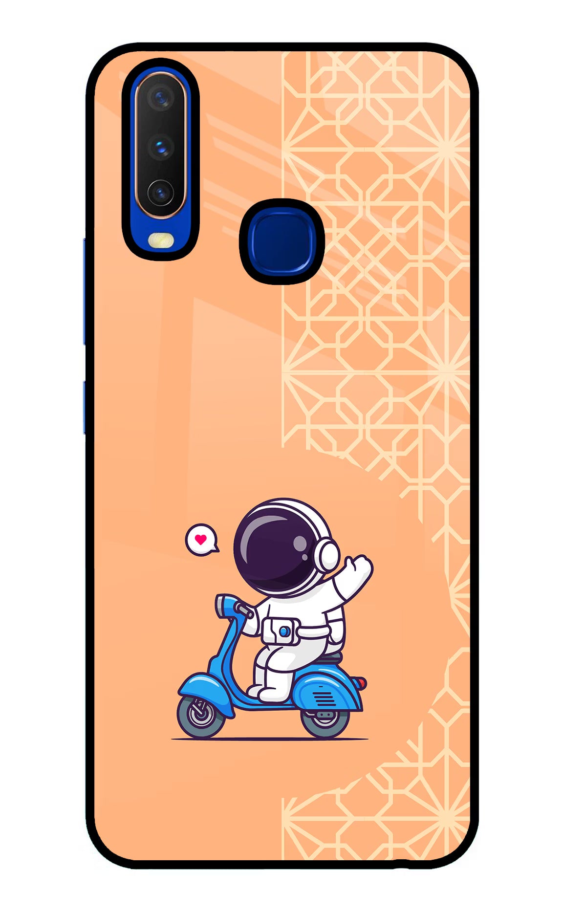 Cute Astronaut Riding Vivo Y15/Y17 Glass Case Back Cover by Casekaro