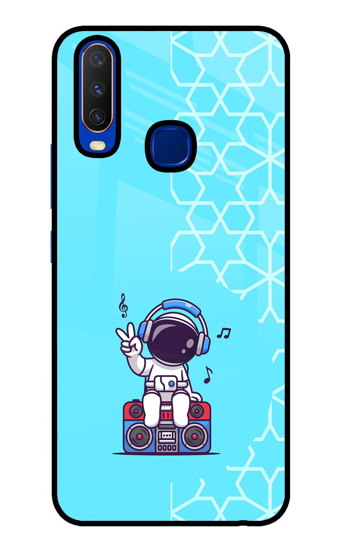 Cute Astronaut Chilling Vivo Y15/Y17 Glass Case