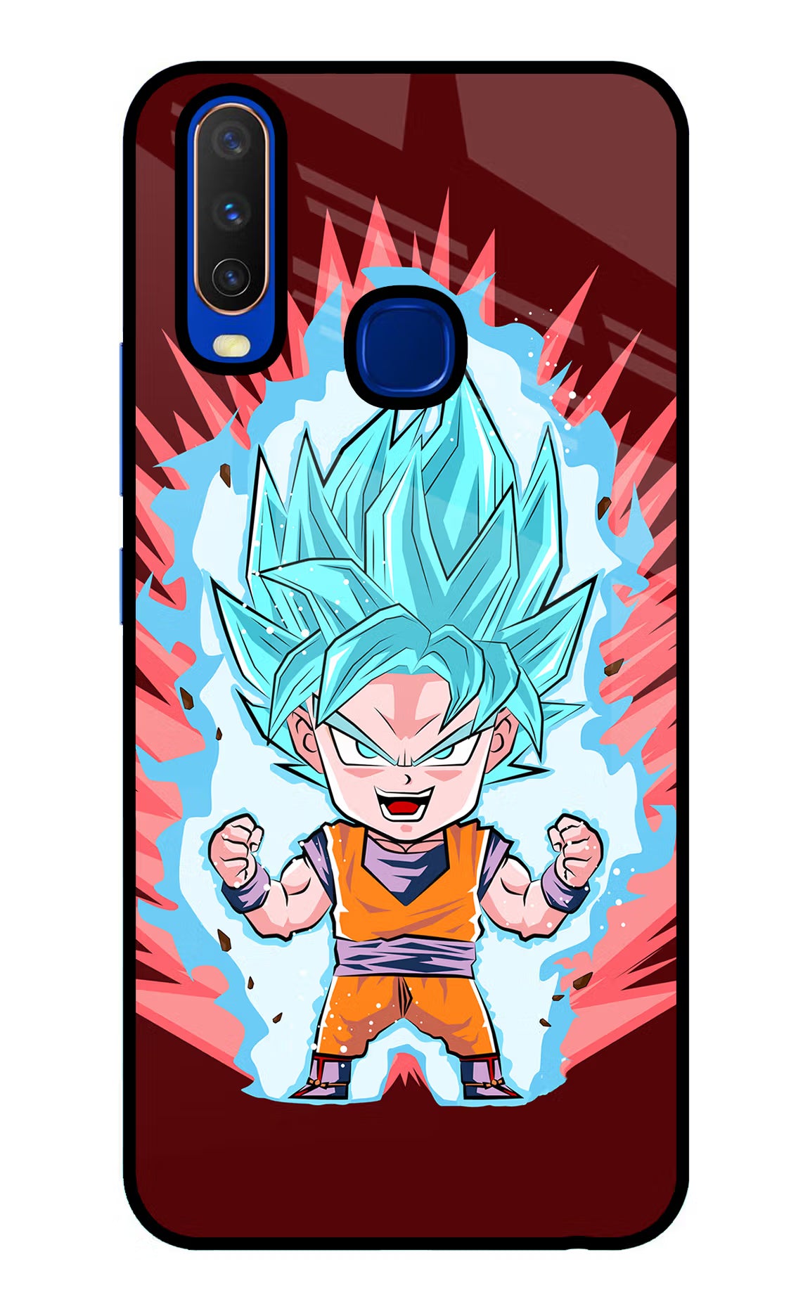 Goku Little Vivo Y15/Y17 Glass Case Back Cover by Casekaro