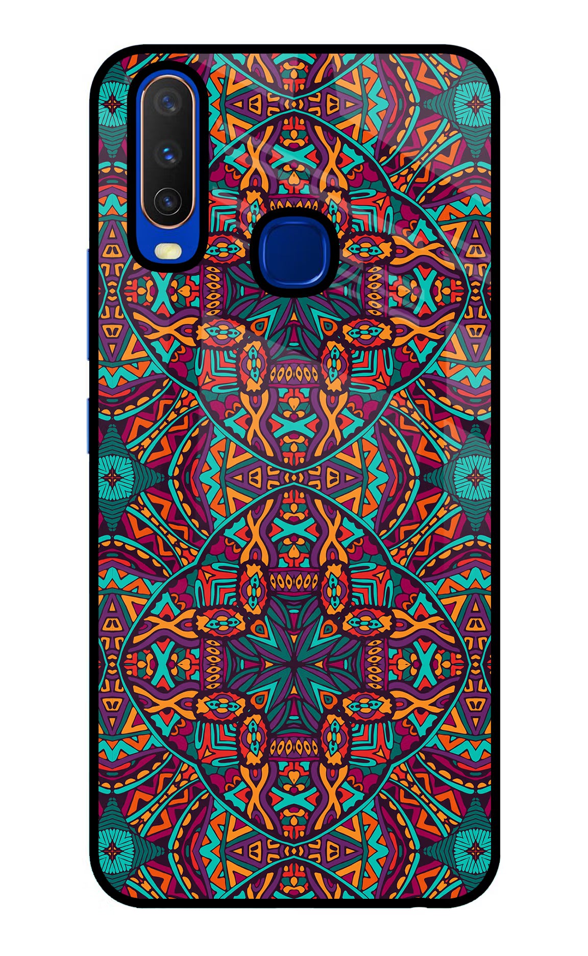Colour Mandala Vivo Y15/Y17 Glass Case Back Cover by Casekaro