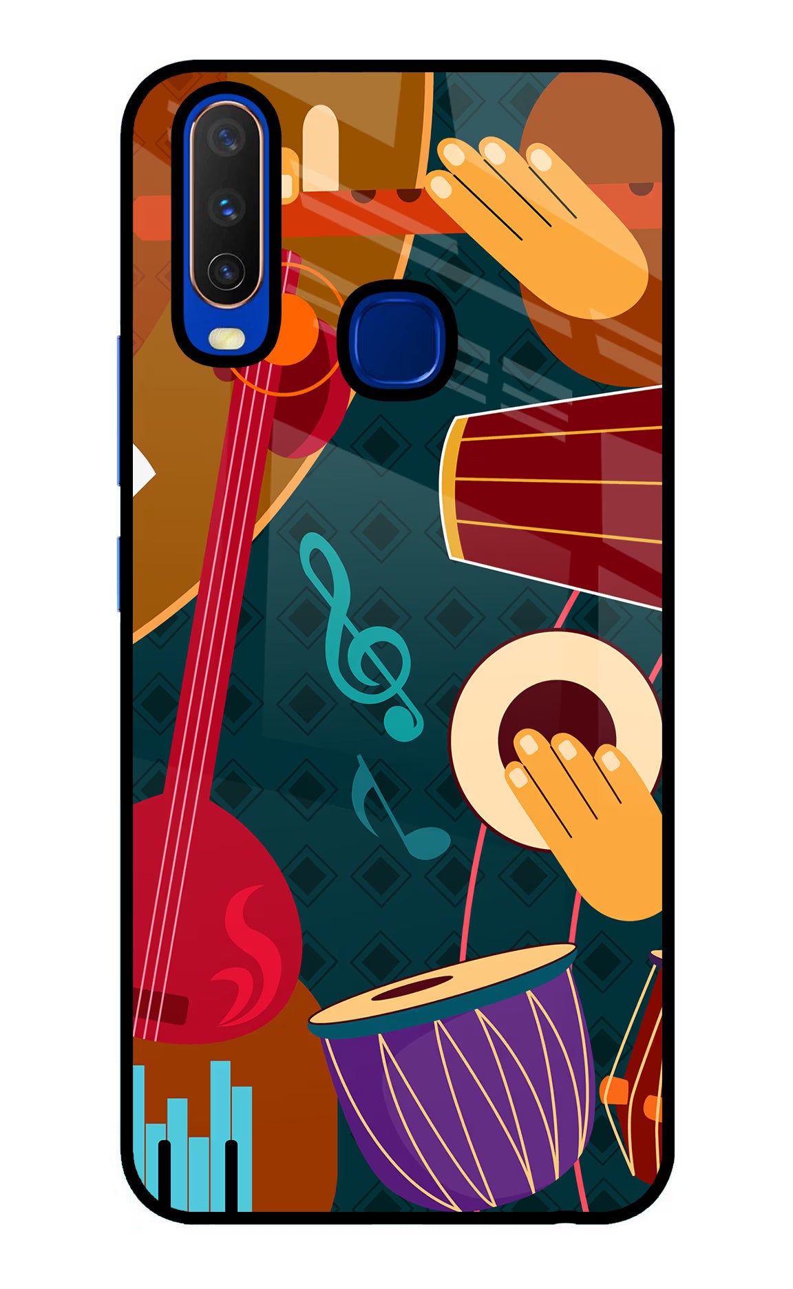 Music Instrument Vivo Y15/Y17 Glass Case Back Cover by Casekaro