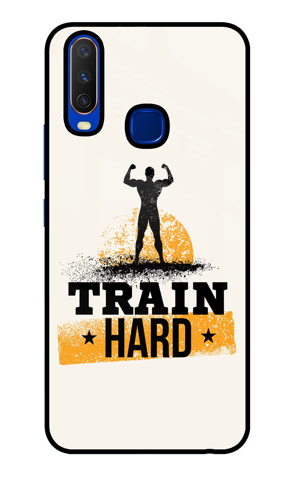 Train Hard Vivo Y15/Y17 Glass Case Back Cover by Casekaro