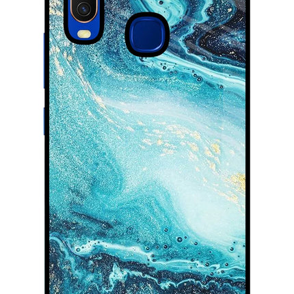 Blue Glitter Marble Vivo Y15/Y17 Glass Case