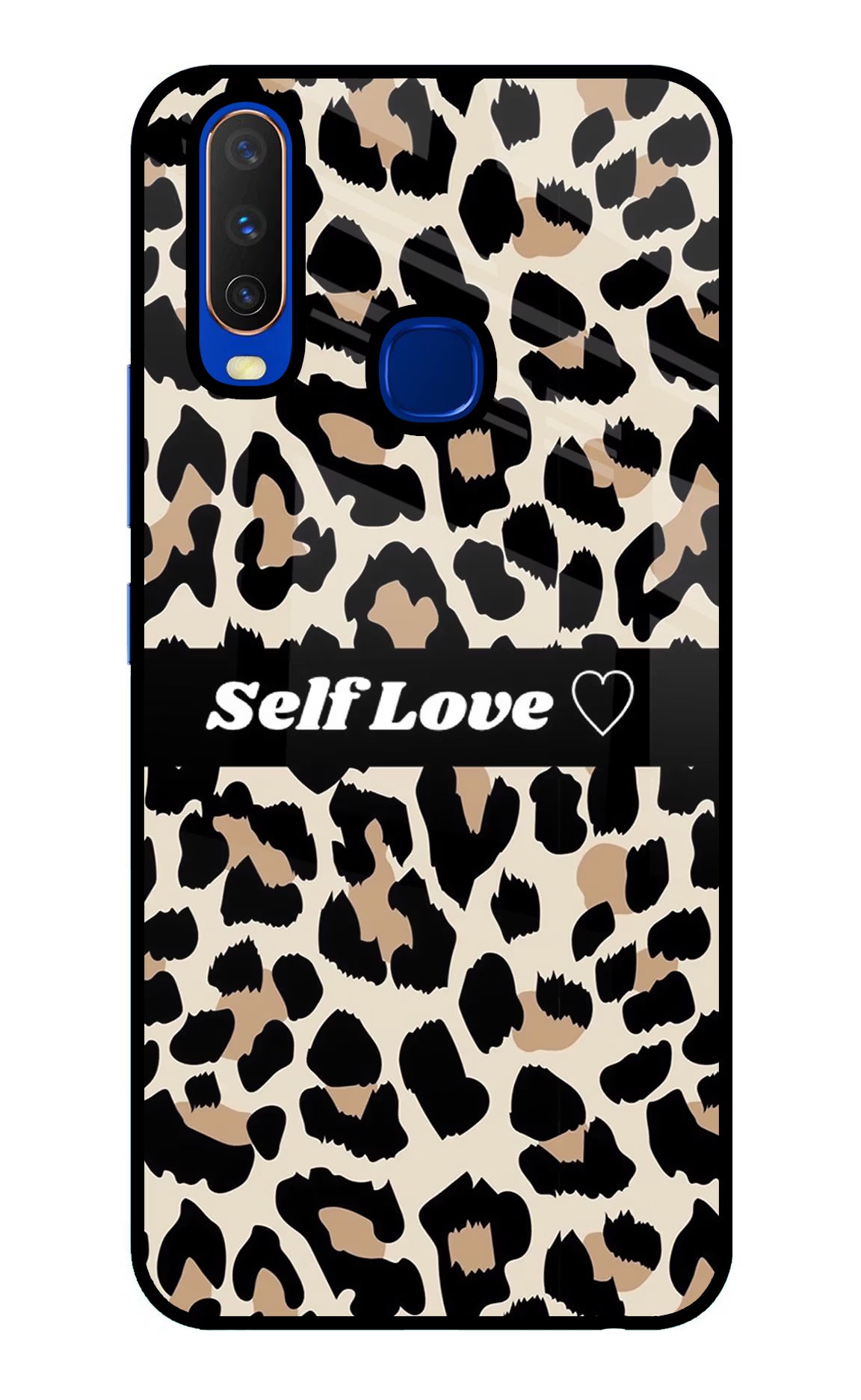 Leopard Print Self Love Vivo Y15/Y17 Glass Case Back Cover by Casekaro