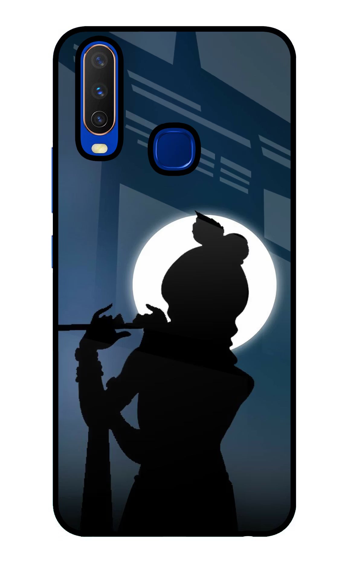Shri Krishna Silhouette Vivo Y15/Y17 Glass Case Back Cover by Casekaro