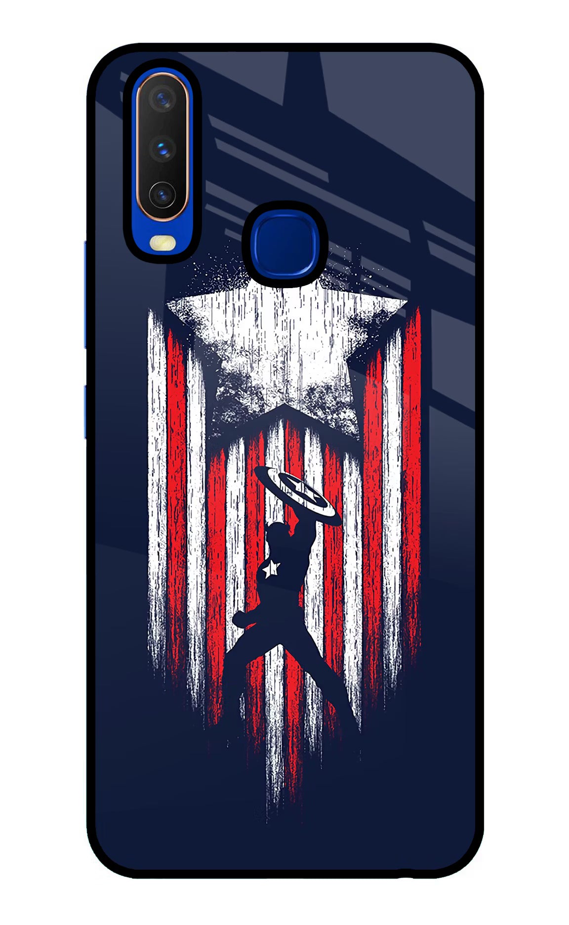 Captain America Marvel Art Vivo Y15/Y17 Glass Case Back Cover by Casekaro